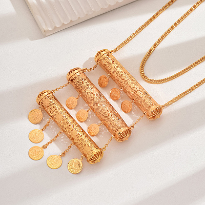 Vintage Brass Long Column Coin Tassel Pendant Shoulder Body Chains for Women SC1871-1