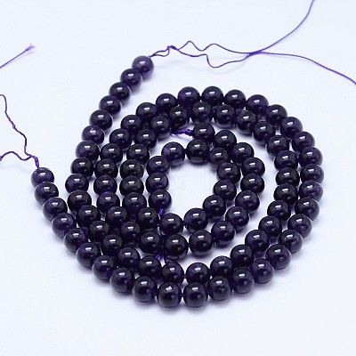 Natural Amethyst Round Bead Strands G-M212-8mm-03C-1