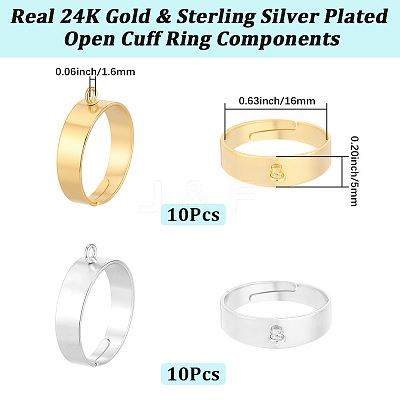 20Pcs 2 Colors Adjustable Brass Finger Rings Setting for Hanging Pendant KK-BBC0027-80-1