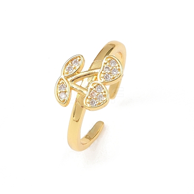 Brass Micro Pave Cubic Zirconia Cuff Rings for Women RJEW-B153-03G-1