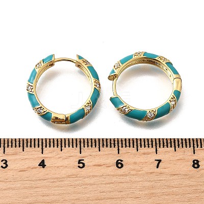 Brass Micro Pave Clear Cubic Zirconia Huggie Hoop Earrings EJEW-H121-22G-02-1