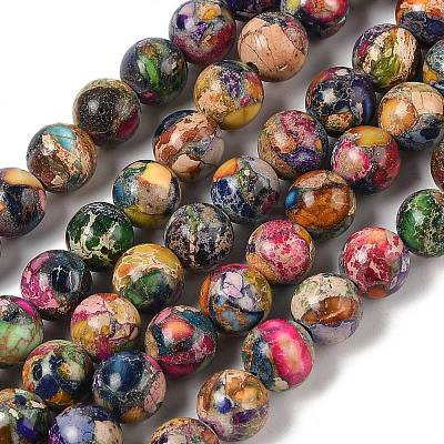 Dyed Natural Regalite/Imperial Jasper/Sea Sediment Jasper Beads Strands G-B124-C01-19-1