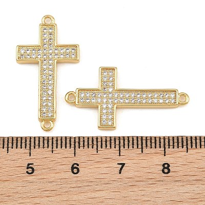Brass Micro Pave Clear Cubic Zirconia Connector Charms CU-CBADC6C-07G-1