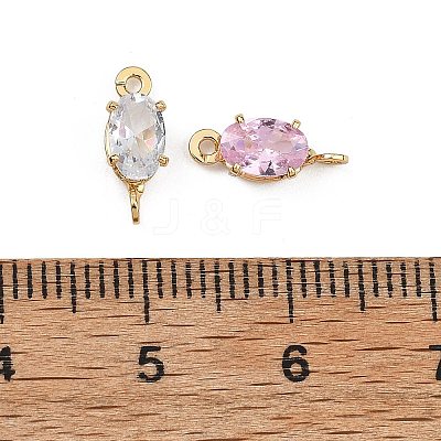 SHEGRACE Brass Pave Cubic Zirconia Oval Connector Charms XGRQ2O464-437G-1