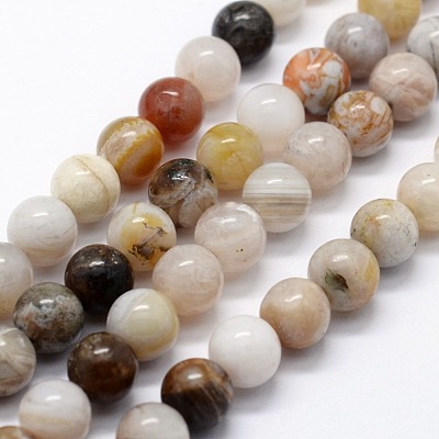 Natural Bamboo Leaf Agate Beads Strands G-I199-13-10mm-1