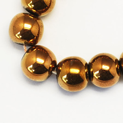 Non-magnetic Synthetic Hematite Beads Strands G-S096-10mm-4-1