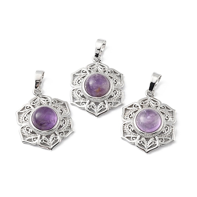 Natural Amethyst Pendants X-G-P498-02P-04-1