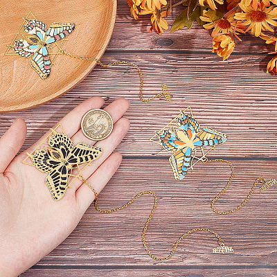 3Pcs 3 Colors Brass Bookmark with Long Chains AJEW-SC0002-88-1