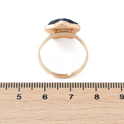 Star Natural Lapis Lazuli Adjustable Rings RJEW-H241-01G-01-1