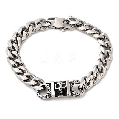304 Stainless Steel Cuban Link Chains Bracelets BJEW-A092-02P-1