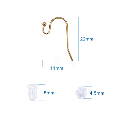 Brass Hook Ear Wire/Earring Hook and Plastic Ear Nuts KK-TA0007-08-1