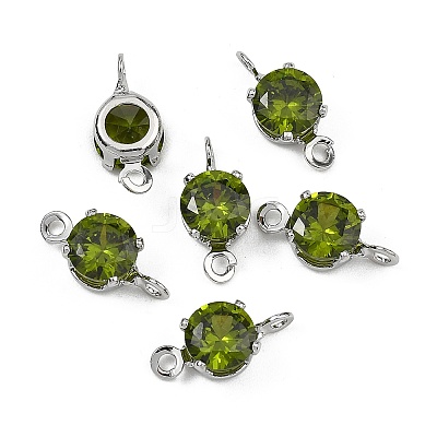 SHEGRACE Brass Pave Cubic Zirconia Flat Round Connector Charms XGRQ2O414-435D-P-1