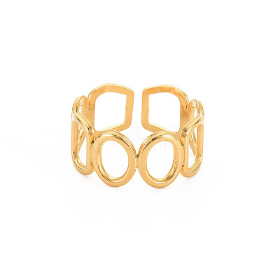 Ion Plating(IP) 304 Stainless Steel Open Geometric Wrap Cuff Ring for Women X-RJEW-S405-166G-1