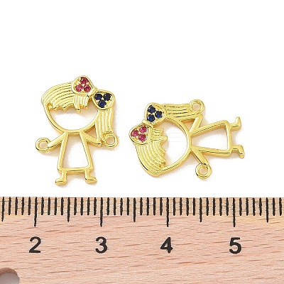 Golden Brass Micro Pave Cubic Zirconia Connector Charms KK-L209-058G-01-1