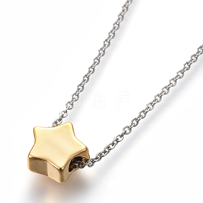 304 Stainless Steel Pendant Necklaces NJEW-L154-01GP-1