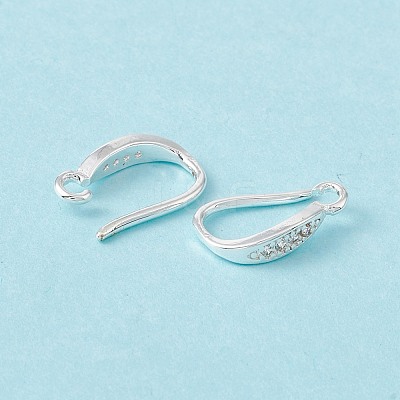 Brass Micro Pave Clear Cubic Zirconia Ear Hooks ZIRC-P100-05S-1