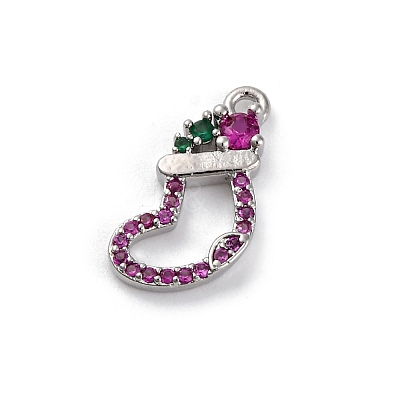 Christmas Series Brass Micro Pave Cubic Zirconia Pendants KK-Q010-01P-01A-1