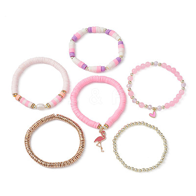 6Pcs 6 Style Natural Malaysia Jade & Pearl & Synthetic Hematite Beaded Stretch Bracelets Set BJEW-JB09734-1