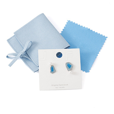Brass Enamel Stud Earrings EJEW-TADJ0001-02-1