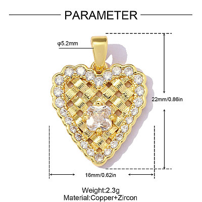 Brass Micro Pave Clear Cubic Zirconia Pendants CU-OY001-81G-1