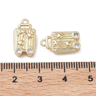 Brass Clear Cubic Zirconia Pendants KK-C168-05G-1