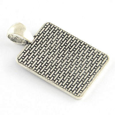 Tibetan Style Rectangle Alloy Pendant Cabochon Settings TIBEP-Q051-37AS-RS-1