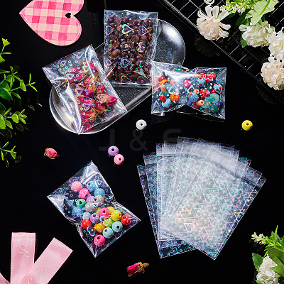 50Pcs Double Face Laser Rectangle PE Cellophane Bags ABAG-TAC0013-14B-1