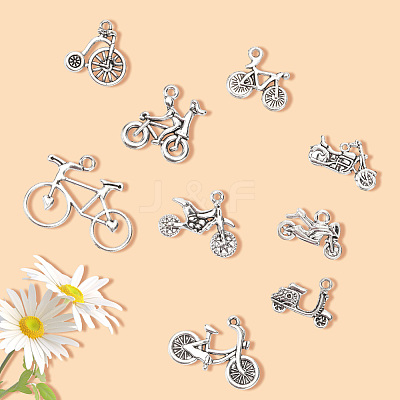 72Pcs 9 Styles Tibetan Style Alloy Pendants TIBEP-SC0003-26-1