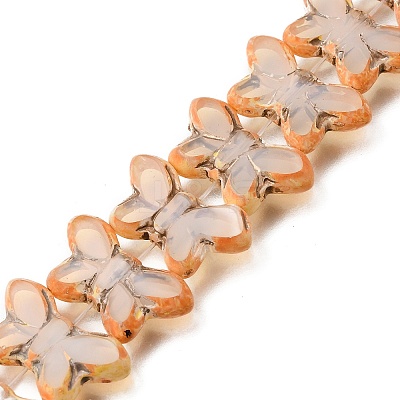 Picasso Baking Paint & Golden Metal Enlaced Glass Beads Strands GL-CBA98F0-02E-1