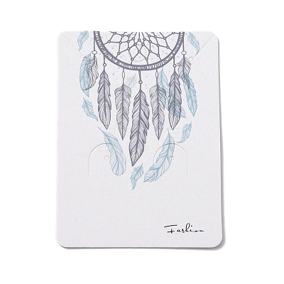 100Pcs Woven Web/Net with Feather Print Paper Jewelry Display Cards AJEW-Z021-01C-1