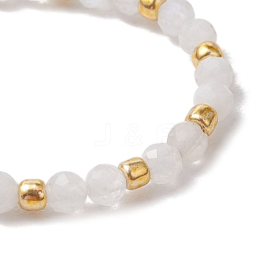 Natural Moonstone Beaded Stretch Rings for Women RJEW-JR00868-06-1