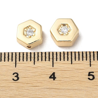 Brass Micro Pave Cubic Zirconia Beads KK-F862-19G-1
