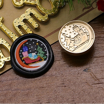Christmas Series Wax Seal Brass Stamp Head AJEW-M037-01G-15-1