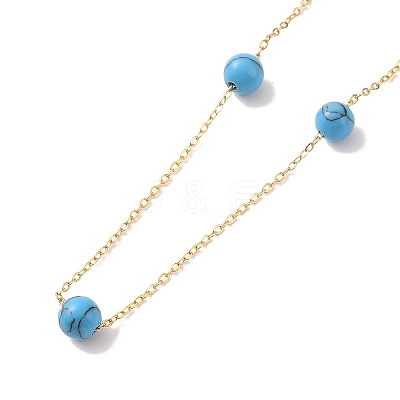 Synthetic Turquoise Beads Necklaces BJEW-B078-01G-1
