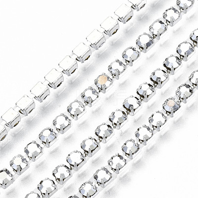 Electroplate Brass Rhinestone Strass Chains CHC-T006-SS6.5-01S-1