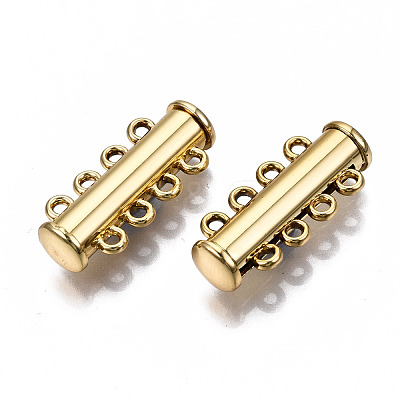4-Strands Brass Magnetic Slide Lock Clasps KK-Q740-17G-1
