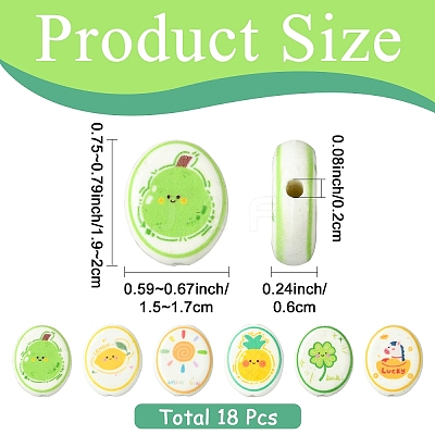 18Pcs 6 Styles Printed Handmade Porcelain Beads PORC-YW0001-89-1