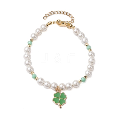 6mm Round Shell Pearl Beaded Bracelets X1-BJEW-TA00511-1