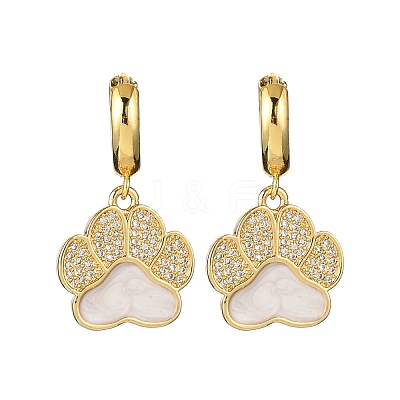 Brass Clear Cubic Zirconia Hoop Earrings LS-EJEW-Q042-03B-G-1