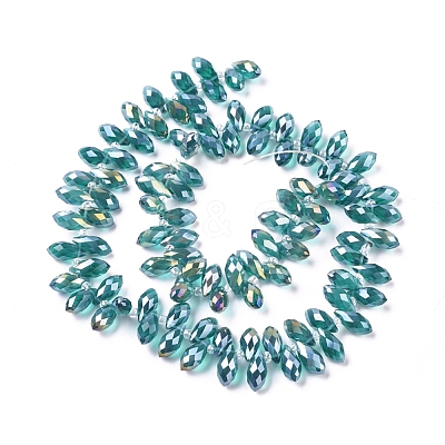 Electroplate Glass Faceted Teardrop Beads Strands EGLA-D014-34-1