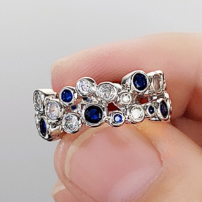 Hollow Brass Pave Cubic Zirconia Finger Rings FS-WG3B071-04-1
