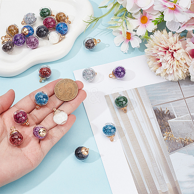 96Pcs 12 Colors Glass Globle Pendants GLAA-ME0001-28-1