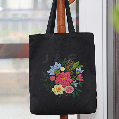 DIY Flower Pattern Tote Bag Embroidery Kit PW22121385075-1
