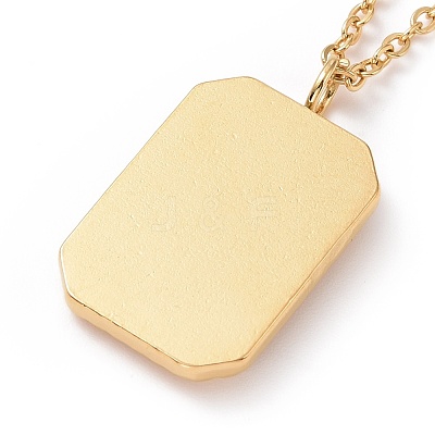 Ion Plating(IP) 304 Stainless Steel Rectangle with Hand Pendant Necklace for Women NJEW-E014-02G-1