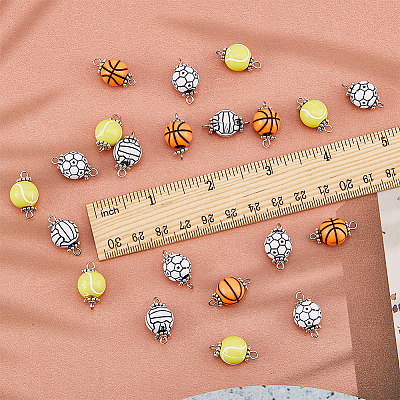 80Pcs 4 Styles Acrylic Ball Connector Charms FIND-HY0001-66-1