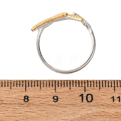 304 Stainless Steel Double Color Cuff Rings RJEW-S635-01GP-M-1