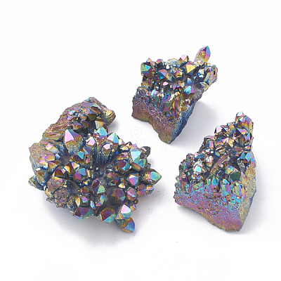 Electroplate Natural Druzy Quartz Crystal Decorations G-S299-114C-1