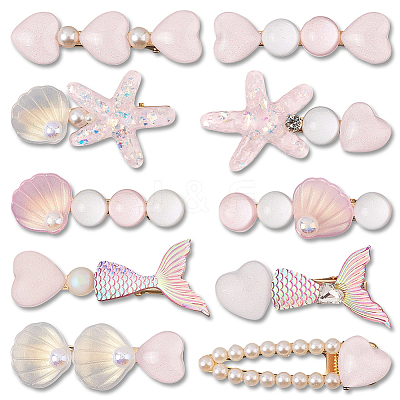 2 Bags 2 Styles Resin & Alloy Alligator Hair Clips AJEW-CY0001-39A-1