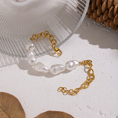 Elegant Natural Pearl Beads Link Bracelets ZR4711-1
