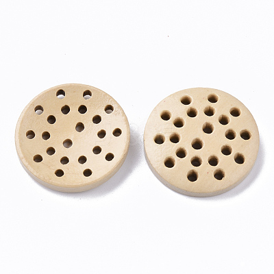 2-Hole Waxed Wooden Buttons X-BUTT-T007-018A-02-1